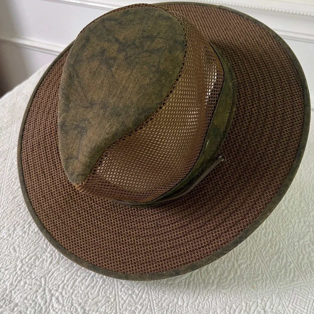 Henschel Breezer Safari Hat Mens Mesh Ventilated Distressed Olive Brown Outback